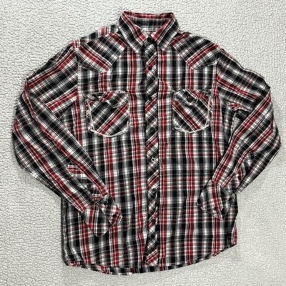 Carbon‎ Mens Long Sleeve 2-Pocketed Shirt Size Small Red Black